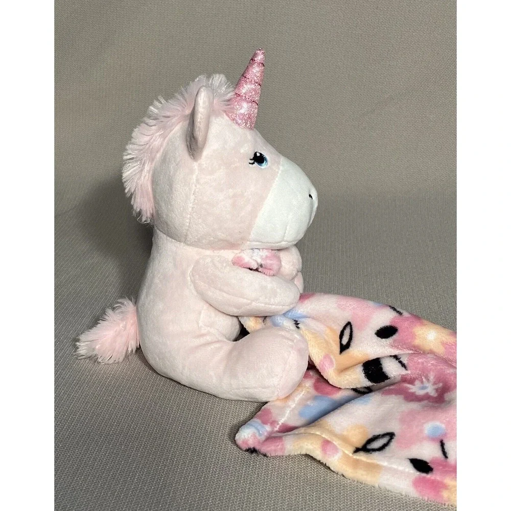 Little Beginnings Lovey Pink Unicorn Plush With Floral Security Blanket Baby